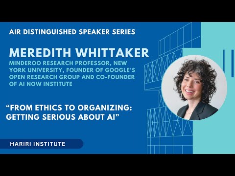 Distinguished Speaker Series: AI & Inequalities - Creating Change with Meredith Whittaker