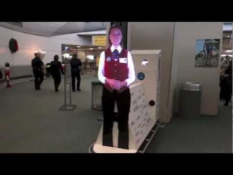 Airport Virtual Assistant Hologram-Like Projection at Newark Liberty International Airport Video