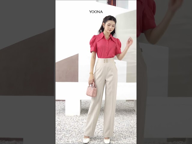 NH7S665- Quần twill silk kẻ