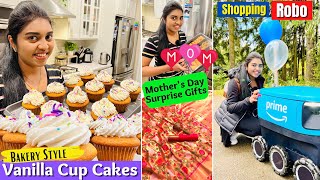 Surprise Gift & Cup Cake for Mother's Day | Amazon Shopping ROBOT | Easy Cake Baking |USA Tamil VLOG