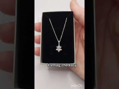 Подарок девушке кулон на цепочке "Алмазная капля и цирконы белое золото" ювелирный сплав в бархатной коробочке - фото 1 - id-p2280229175