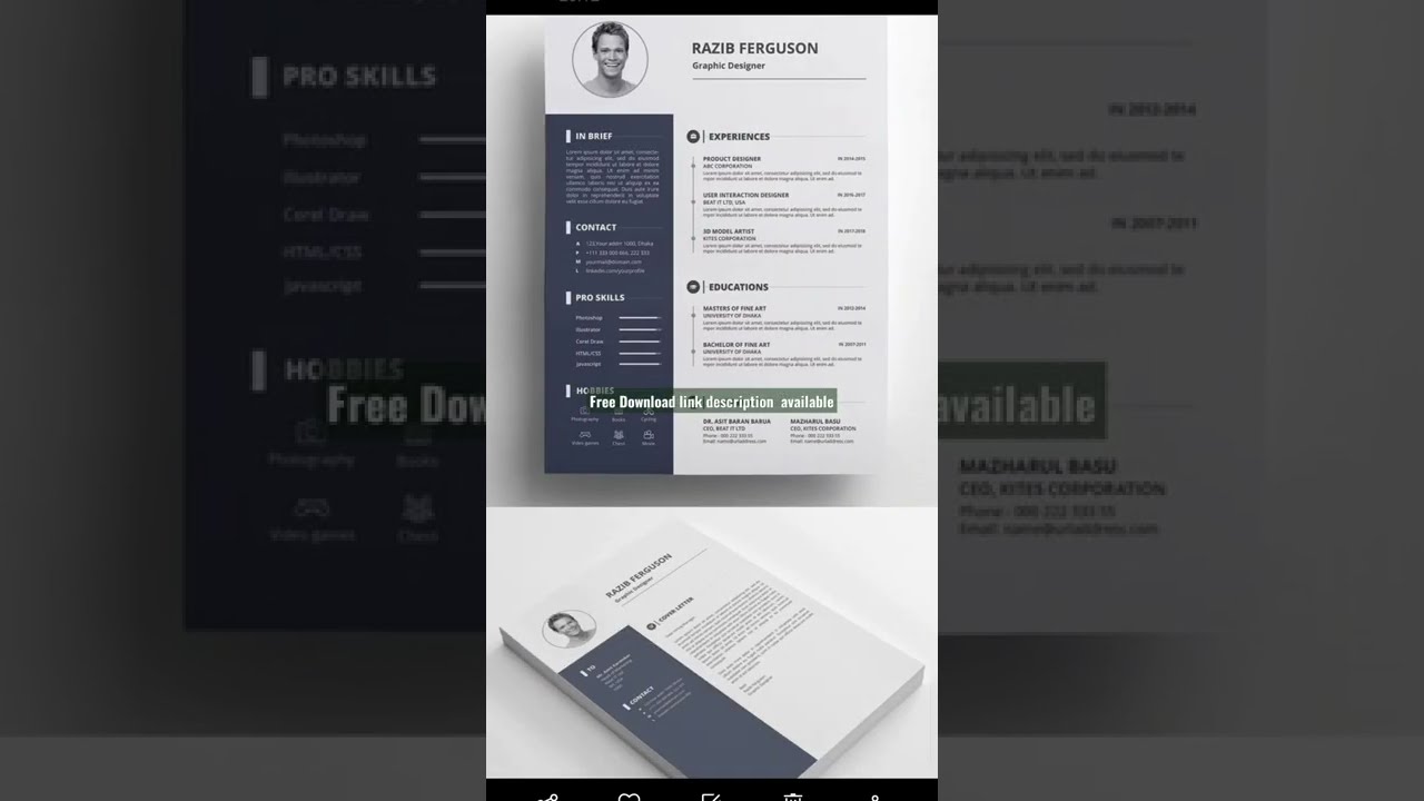 Free Resume download in illustrator, free resume download 2022: 🧐🧐🧐#creative #downloads #template