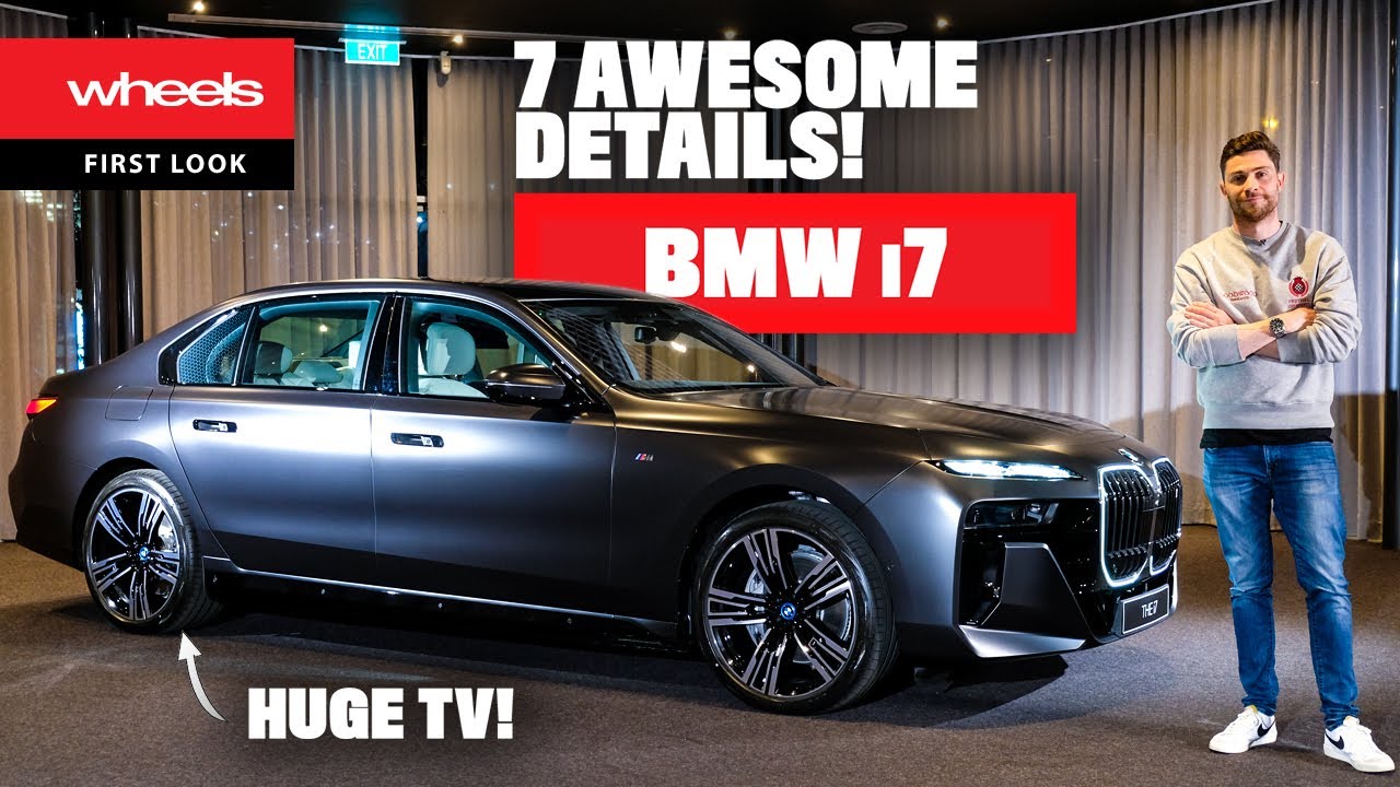 A moving cinema! 2023 BMW i7 first look | Wheels Australia