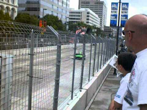 2012 Baltimore Grand Prix IZOD Indycar action from the front straight showing the chicane