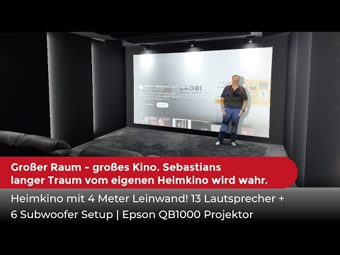 Heimkino mit 4 Meter Leinwand! 13 Lautsprecher + 6 Subwoofer Setup | Epson QB1000 Projektor