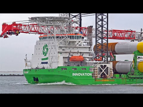 LARGE OFFSHORE SUPPLY SHIP LEAVE PORT OF ROTTERDAM - 4K SHIPSPOTTING JANUARY 2023