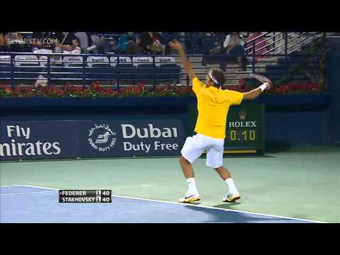 Roger Federer 4 aces in a row vs Stakhovsky in 2011 Dubai Open