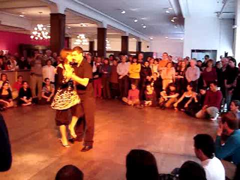  Gabriela Elias  and  Eduardo Perez  are  dancing  to  the  milonga  "  Ella Es Asi  "