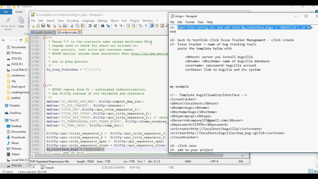 Testlink integration with Bugzilla - TestLink