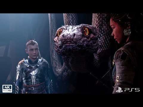 Atreus Creates The World Serpent Jormungandr Scene - God of War 5 Ragnarok PS5
