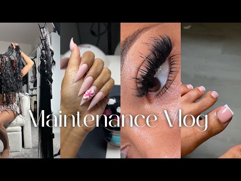 MAINTENANCE VLOG | as a DIY GIRLY: Boho Knotless Braids, Nails & Acrylic Toes, Brow Tint + Lashes…
