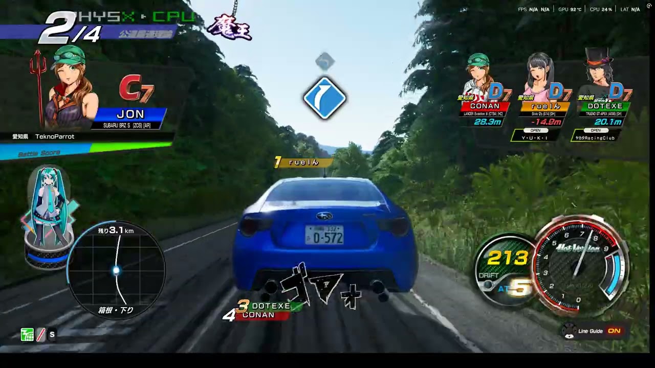 initial d the arcade season 5 - vs teknoparrot world rivals mode - 4 car battle mode 2 4k uk arcades