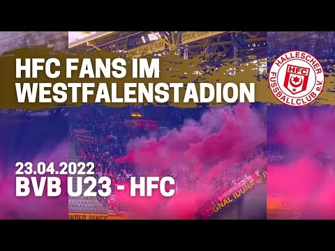 BVB U23 - Hallescher FC | Chemie Halle Auswärtssupport im Westfalenstadion mit Pyroshow 🔴⚪
