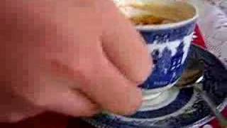 katy attempting to drink tea