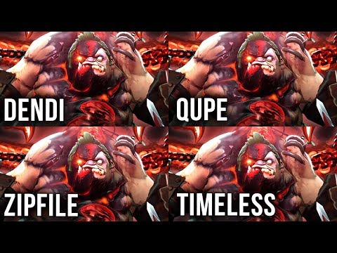 Best Pudges in The World on Epic Battle (Dendi vs Qupe vs Zipfile vs Timeless) Dota 2 EPIC Gameplay