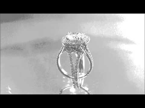 18K WHITE GOLD ROUND DIAMOND ENGAGEMENT RING ANTIQUE DECO 3.00CTTW H-SI1 EGL USA - KNR INC - 644