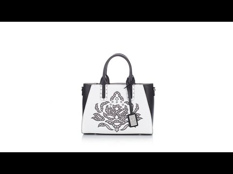 Sharif Embroidered Mixed Leather Satchel