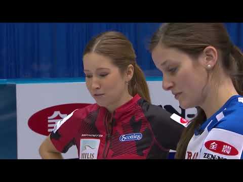 #wwcc2015 Jennifer Jones(CAN) sits 4, Monica Walker(USA) gets blank end via tied measurement (!?)
