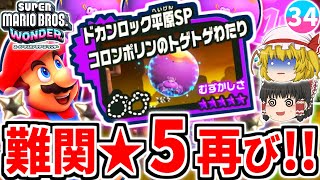 【マリオワンダー】激ムズな★5コース再び!!W1スペシャルのカバの玉乗りが難しすぎる!!【スーパーマリオブラザーズ ワンダー】【ゆっくり実況】