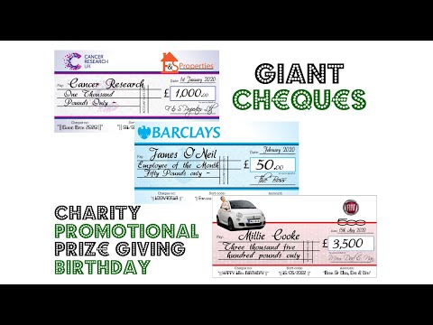 Personalised Giant Cheques with FREE Design! | Presentations, Charity Donations, Birthdays & More