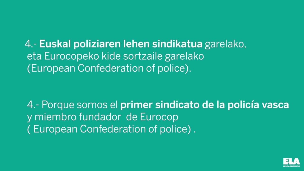 10 razones para que votes a ELA en las elecciones sindicales de la Ertzaintza
