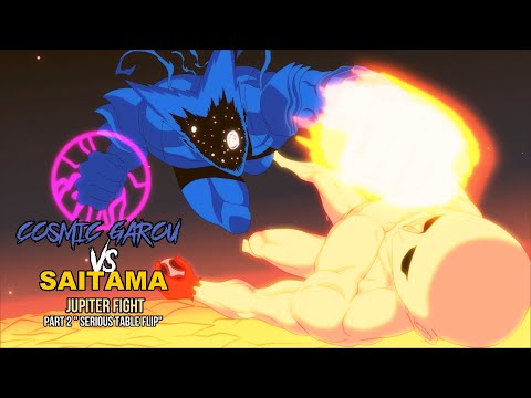 One punch man - COSMIC GAROU vs SAITAMA JUPITER FIGHT - "SERIOUS TABLE FLIP "(with subtitles)