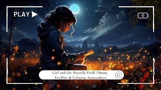 Girl and the Moonlit Field | Moon, Fireflies &amp; Calming Atmosphere
