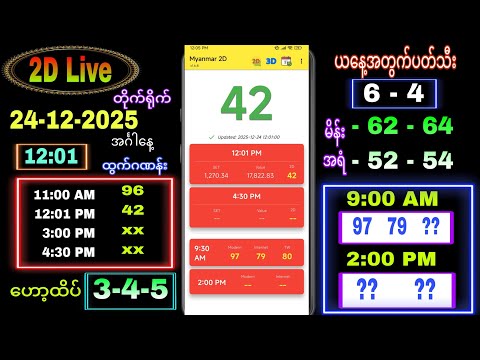 2D Live (24-12-2025) ဗုဒ္ဓဟူးနေ့နေ့လယ်ခင်း 12:00