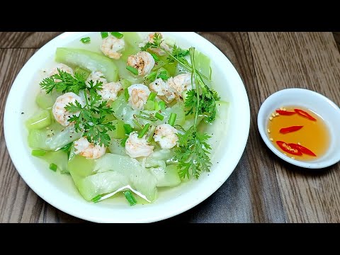 CANH BẦU NẤU TÔM Cách nấu canh bầu nấu tôm nước trong ngọt thịt không tanh