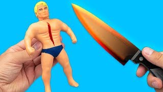 EXPERIMENT: Glowing 1000 degree KNIFE VS STRETCH ARMSTRONG