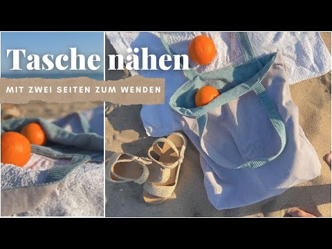 DIY - Sewing a bag without a pattern - Tote bag sewing for beginners - Reversible bag, shopping bag