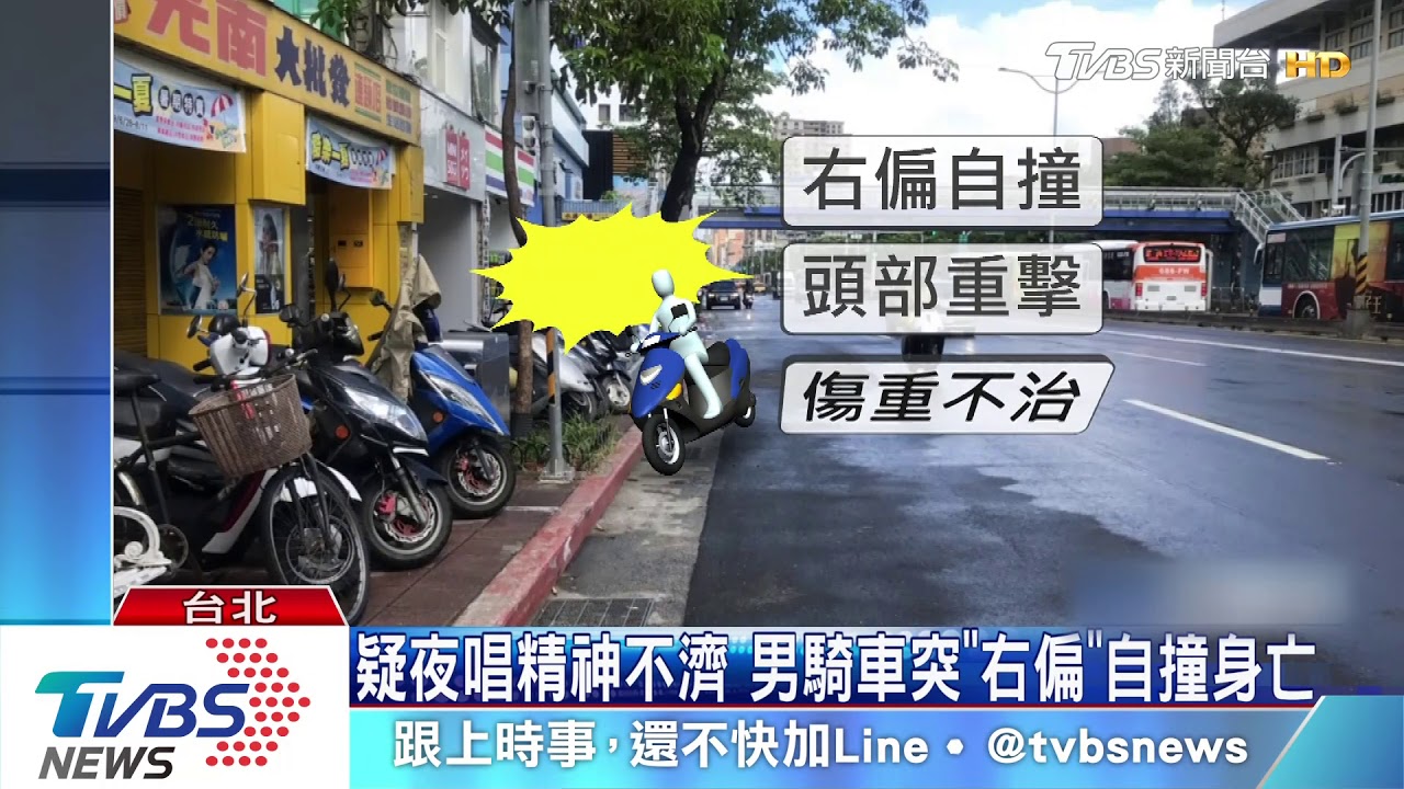 疑夜唱精神不濟　男騎車突「右偏」自撞身亡