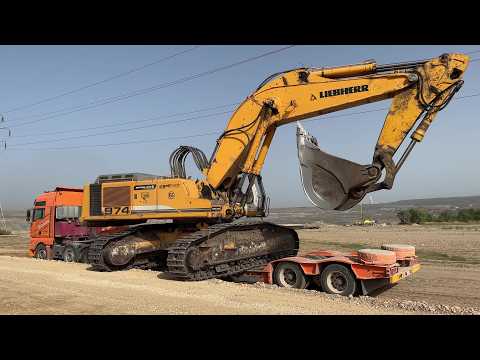 Loading & Transporting On Site The Liebherr 974 Excavator - Sotiriadis/Labrianidis Mining Works - 4k
