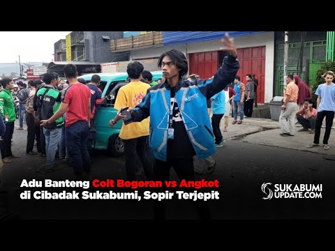 Video: Adu Banteng Colt Bogoran vs Angkot di Cibadak Sukabumi, Sopir Terjepit