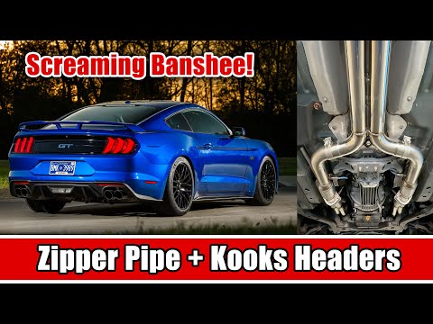 Mustang long tube header sound comparison: Kooks headers and "Zipper Pipe" with Borla ATAK exhaust