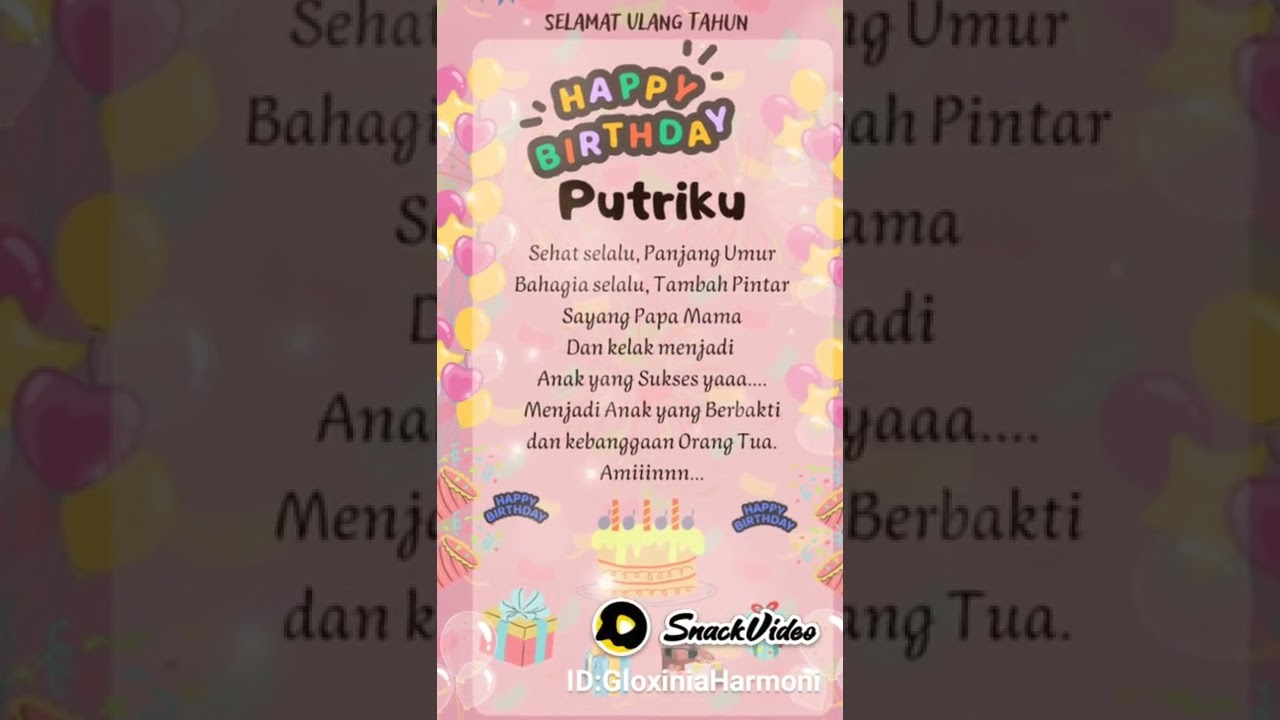 Happy Birthday Putriku, Ucapan Selamat Ulang Tahun Putriku #happybirthday #selamatulangtahun