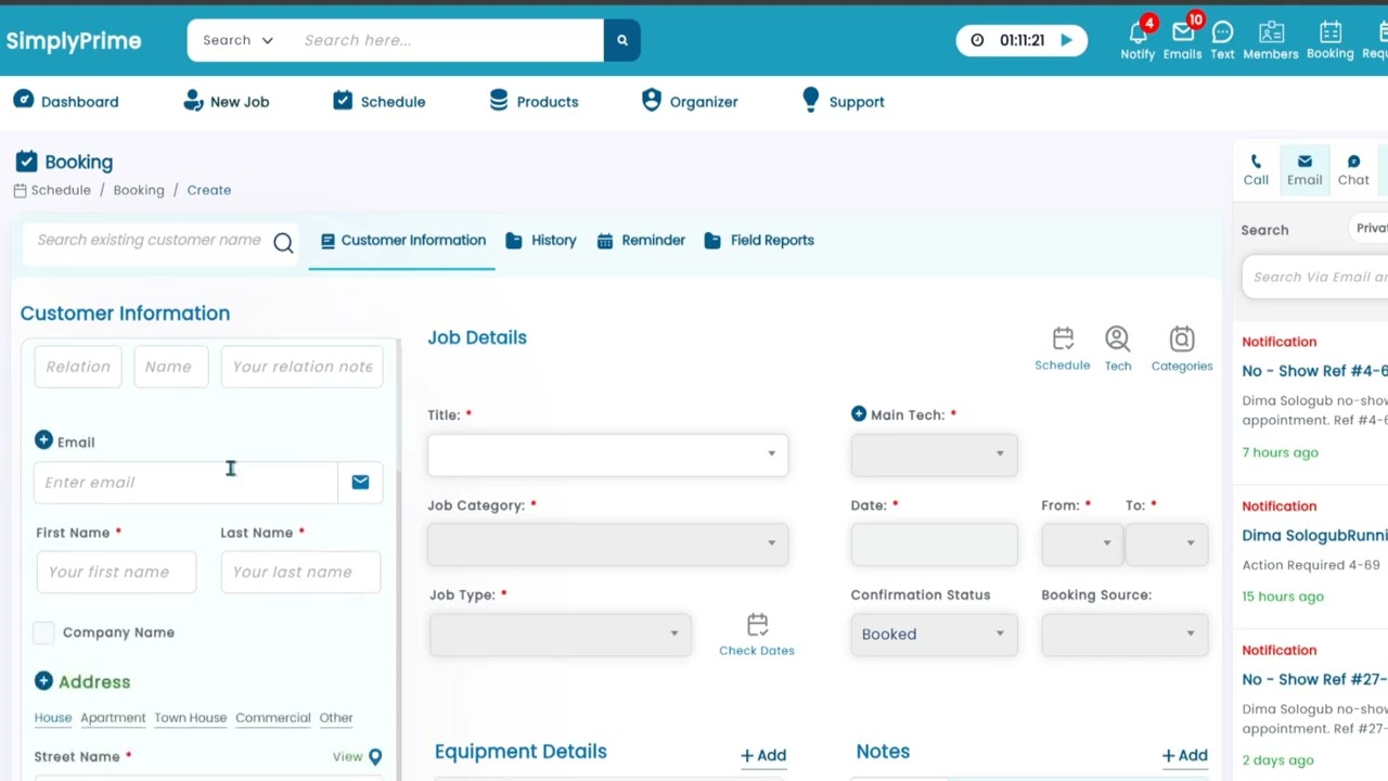 How to schedule a new job on SimplyPrime CRM