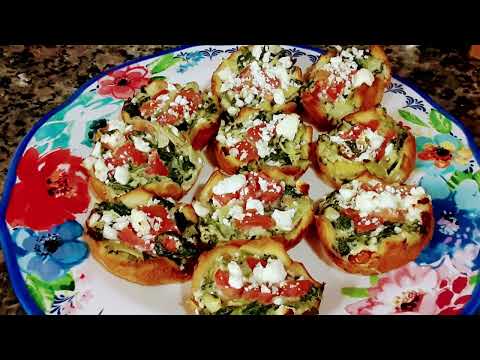 Spinach Artichoke and Feta Bites