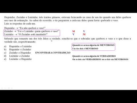 QUESTÃO - CONCURSO TST (FCC) - PROBLEMA DE VERDADE/MENTIRA