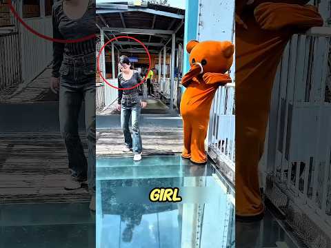 Panda Carries Scared Girl on Glass Bridge 😱🐼