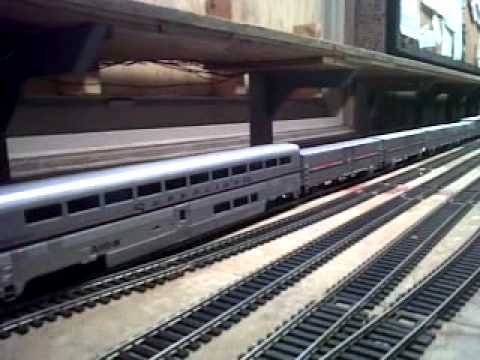 Amtrak California Zephyr leaving NS staging yard pt 1 Lake Shore model railroad