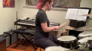 3-31-22 My drum student on her 10th drum lesson! W