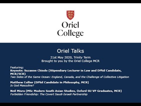 Oriel Talks - 21st May 2020