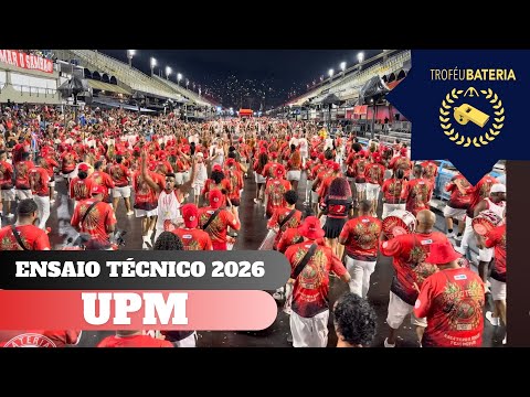 Bateria da UPM no ensaio técnico para o carnaval 2026