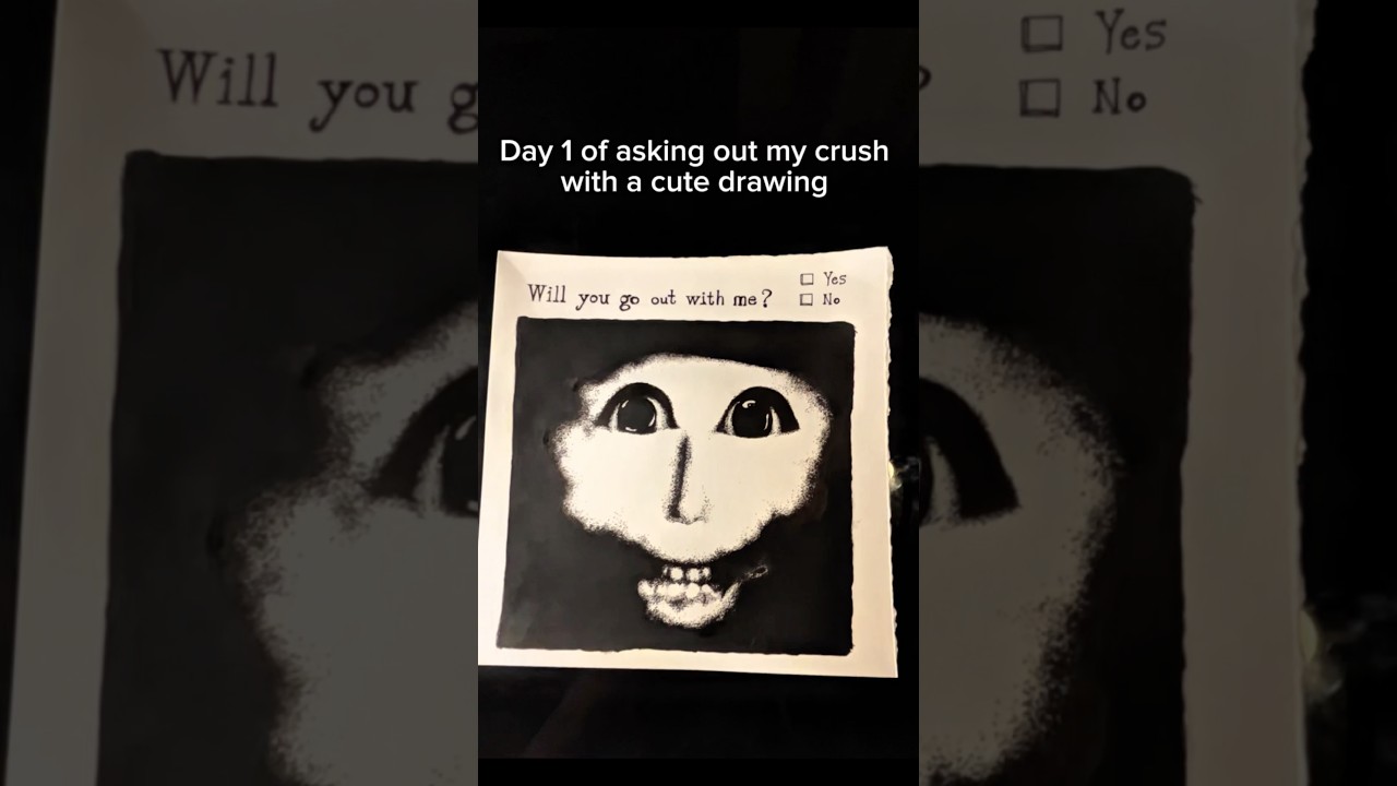 day 1 of making a cute drawing for my crush #art #horror #drawing #shorts