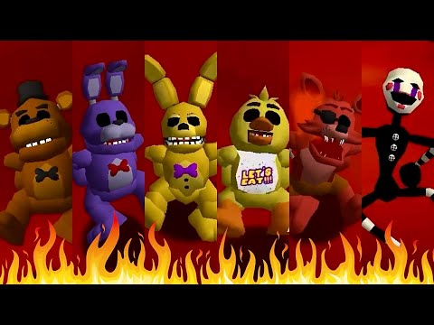 Freddy Fazbear & FNaF Crew Fall in LAVA Animations in Super Mario 64