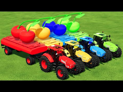 TRANSPORT GIANT CHERRY WITH LAMBORGHINI TRACTORS - Farming Simulator 22