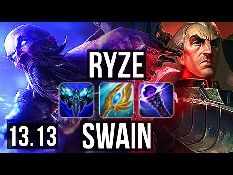 RYZE vs SWAIN (MID) | Legendary, 1.6M mastery, 12/2/5, 600+ games | KR Master | 13.13