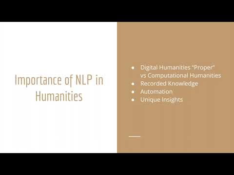 NLP Applications in Humanties