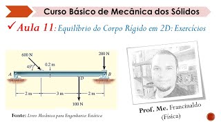 Equilíbrio do Corpo Rígido em duas Dimensões: Exercícios - Aula 11 - Mecânica dos Sólidos